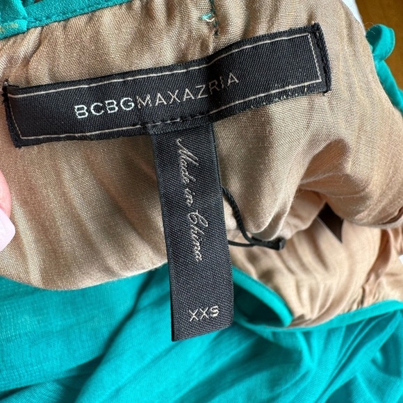 BCBGMAXAZRIA Giselle Pleated Halter Dress sz XXS emerald  jewel green aline BOHO - Picture 6 of 14